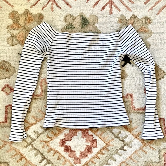 ASOS striped off shoulder crop top size 6 - Picture 5 of 5